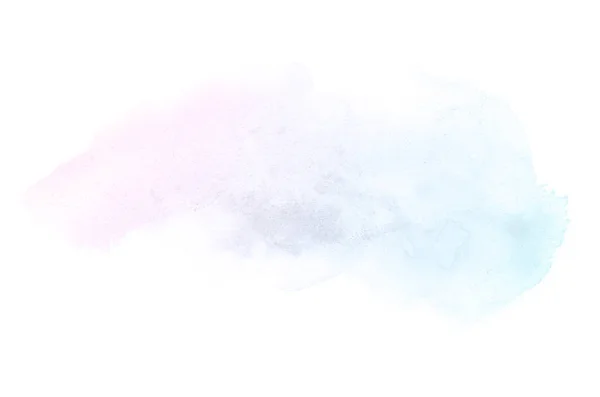 Imagem de fundo aquarela abstrata com um respingo líquido de tinta aquarelle, isolado em branco. Tons pastel rosa e azul — Fotografia de Stock