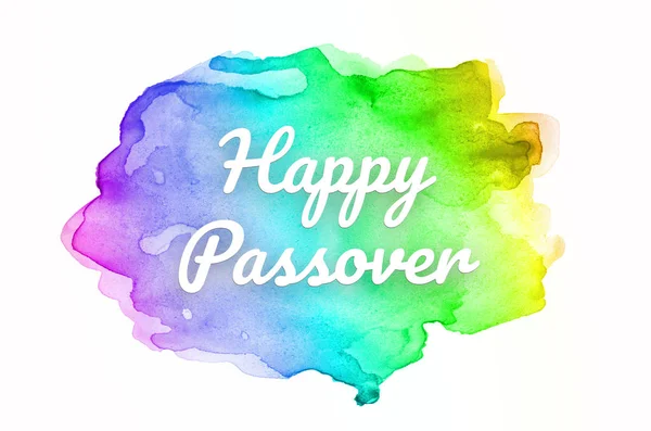 Abstract watercolor background image with a liquid splatter of aquarelle paint. Rainbow tones. Happy Passover — Stok fotoğraf