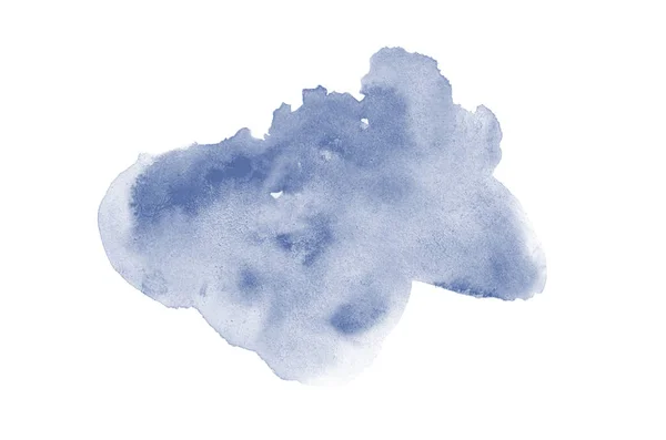 Image abstraite de fond aquarelle avec une éclaboussure liquide de peinture aquarelle, isolée sur blanc. Tons bleu foncé — Photo