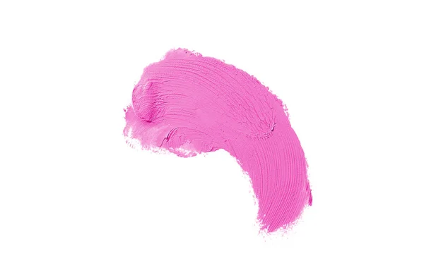 Mancha y textura de lápiz labial o pintura acrílica aislada sobre fondo blanco. Color rosa —  Fotos de Stock