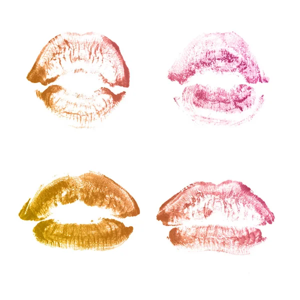 Rossetto labbra femminili set stampa bacio per San Valentino isolato o — Foto Stock