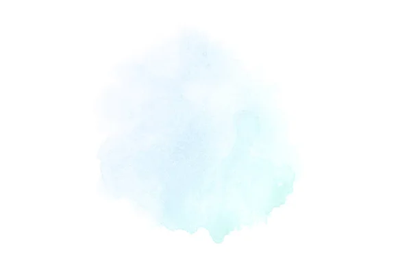 Imagem de fundo aquarela abstrata com um respingo líquido de tinta aquarelle, isolado sobre branco.tons pastel azul e turquesa — Fotografia de Stock