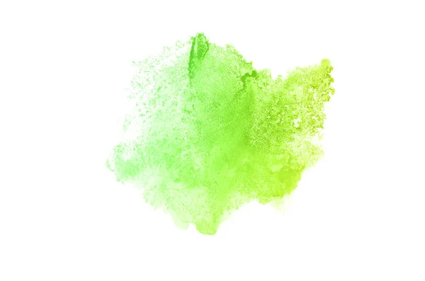 Astratto acquerello immagine di sfondo con uno schizzo liquido di vernice acquerello, isolato sul bianco. toni pastello verde e giallo — Foto Stock