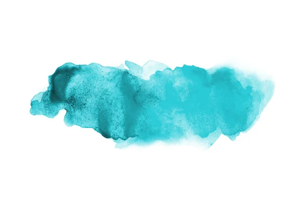 Abstraktes Aquarell-Hintergrundbild mit einem flüssigen Spritzer Aquarellfarbe, isoliert auf Weiß. hellblaue Töne — Stockfoto