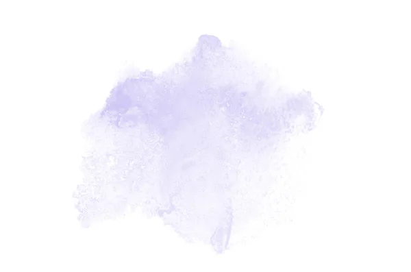 白に隔離されたアクアレル塗料の液体スプラッタを持つ抽象的な水彩の背景画像。バイオレットトーン — ストック写真