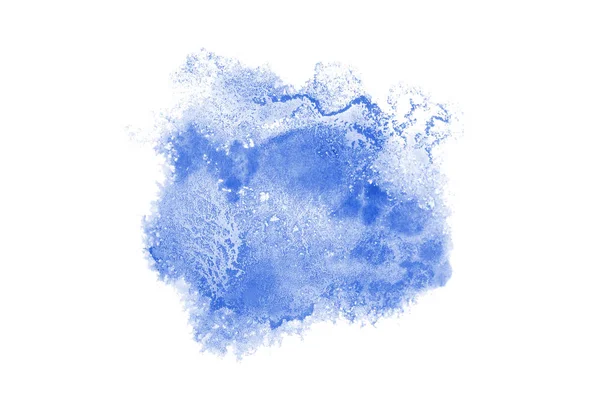 Astratto acquerello immagine di sfondo con uno schizzo liquido di vernice acquerello, isolato su bianco. Tonalità blu — Foto Stock