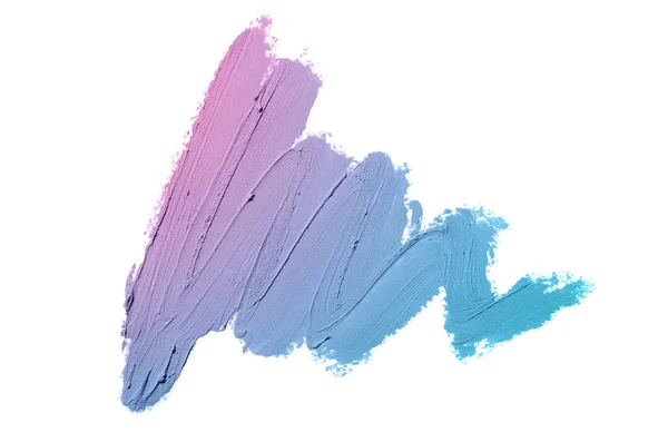 Rozmaz i tekstury szminki lub farby akrylowej na białym tle. Fioletowy kolor niebieski — Zdjęcie stockowe