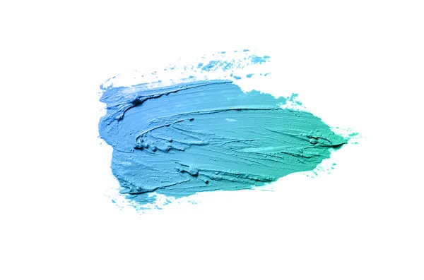 Roztěr a struktura rtěnky nebo akrylové barvy izolované na bílém pozadí. Tyrkysová modrá barva — Stock fotografie