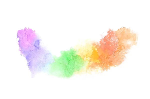 Abstrakt akvarell bakgrundsbild med en flytande splatter av akvarellfärg, isolerad på vitt. Regnbågsfärgade toner — Stockfoto