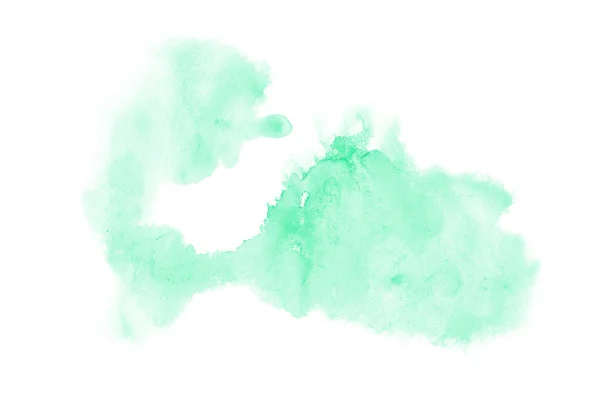 Abstraktes Aquarell-Hintergrundbild mit einem flüssigen Spritzer Aquarellfarbe, isoliert auf Weiß. Türkistöne — Stockfoto