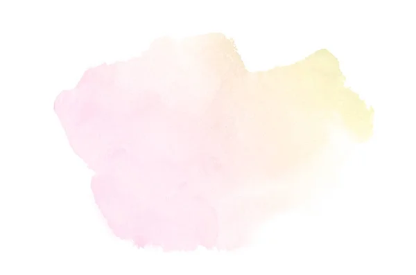 Abstraktes Aquarell-Hintergrundbild mit einem flüssigen Spritzer Aquarellfarbe, isoliert auf Weiß. rosa und gelbe Töne — Stockfoto