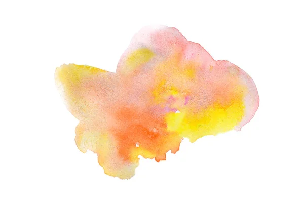 Imagen de fondo de acuarela abstracta con una salpicadura líquida de pintura acuarela, aislada en blanco. Tonos cálidos — Foto de Stock
