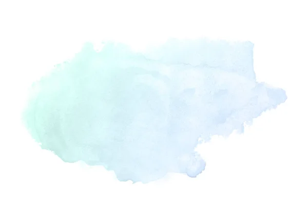 Obraz pozadí abstraktní akvarel s tekutým koláčem z akarelle barvy, izolované na bílém. Modré a tyrkysově pastelové tóny — Stock fotografie