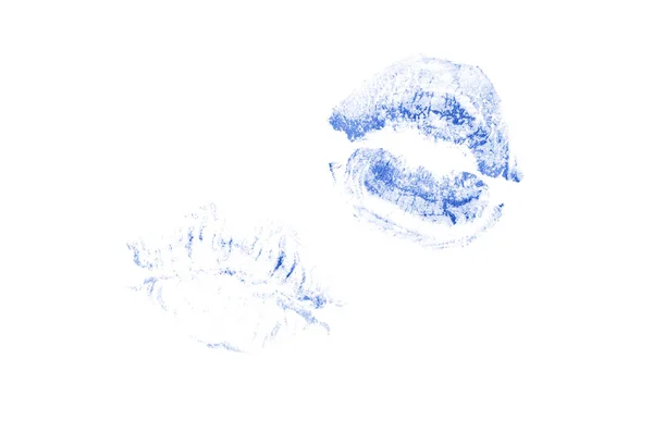 Lipstick kiss mark on white background. Beautiful lips isolated. — Stock Photo, Image