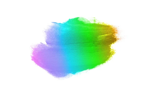 Mancha y textura de lápiz labial o pintura acrílica aislada sobre fondo blanco. Color del arco iris — Foto de Stock