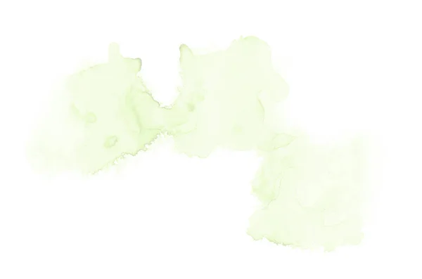 Abstraktes Aquarell-Hintergrundbild mit einem flüssigen Spritzer Aquarellfarbe, isoliert auf Weiß. Grüntöne — Stockfoto