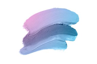 Smear ve ruj veya akrilik boya beyaz arka plan üzerinde izole doku. Mor mavi renk