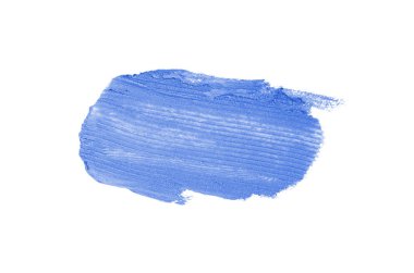 Smear ve ruj veya akrilik boya beyaz arka plan üzerinde izole doku. Lipgloss veya sıvı oje leke örneği inme. Güzellik kozmetik tasarım için eleman. Mavi renk