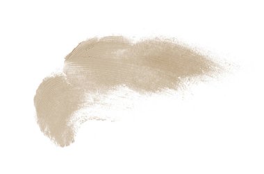 Smear ve ruj veya akrilik boya beyaz arka plan üzerinde izole doku. Lipgloss veya sıvı oje leke örneği inme. Güzellik kozmetik tasarım için eleman. Kahverengi renk