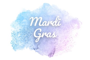 Kova boyası sıvı bir sıçrama ile soyut suluboya arka plan görüntüsü. Pembe ve mavi pastel tonları. Mardi gras