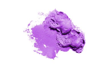 Smear ve ruj veya akrilik boya beyaz arka plan üzerinde izole doku. Lipgloss veya sıvı oje leke örneği inme. Güzellik kozmetik tasarım için eleman. Mor renk