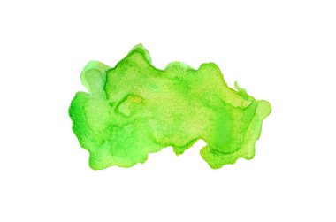 Beyaz üzerine izole edilmiş, sıvı bir kova boyası ile soyut suluboya arka plan görüntüsü. Bahar tonları