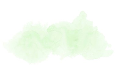 Beyaz üzerine izole edilmiş, sıvı bir kova boyası ile soyut suluboya arka plan görüntüsü. Yeşil tonları