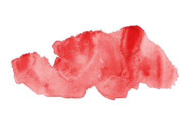 Aquarelle boya, üzerinde beyaz izole bir sıvı sıçrama ile suluboya arka plan görüntüsü. Kırmızı tonları