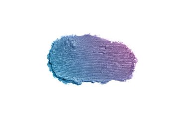 Smear ve ruj veya akrilik boya beyaz arka plan üzerinde izole doku. Lipgloss veya sıvı oje leke örneği inme. Güzellik kozmetik tasarım için eleman. Mor mavi renk