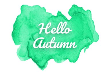 Kova boyası sıvı bir sıçrama ile soyut suluboya arka plan görüntüsü. Turkuaz tonları. Merhaba sonbahar