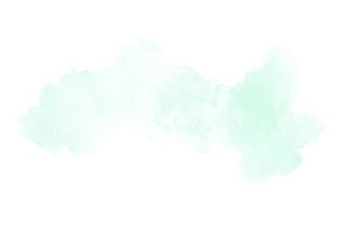 Beyaz üzerine izole edilmiş, sıvı bir kova boyası ile soyut suluboya arka plan görüntüsü. Turkuaz tonları