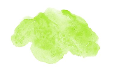 Beyaz üzerine izole edilmiş, sıvı bir kova boyası ile soyut suluboya arka plan görüntüsü. Yeşil tonları