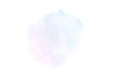 Beyaz üzerine izole edilmiş, sıvı bir kova boyası ile soyut suluboya arka plan görüntüsü. Pembe ve mavi pastel tonları