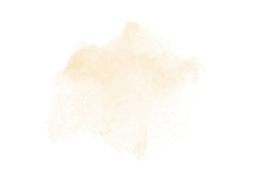 Beyaz üzerine izole edilmiş, sıvı bir kova boyası ile soyut suluboya arka plan görüntüsü. Açık turuncu tonları