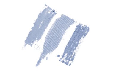 Smear ve ruj veya akrilik boya beyaz arka plan üzerinde izole doku. Lipgloss veya sıvı oje leke örneği inme. Güzellik kozmetik tasarım için eleman. Koyu mavi renk