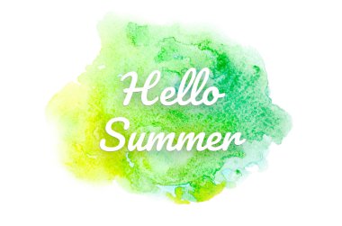 Kova boyası sıvı bir sıçrama ile soyut suluboya arka plan görüntüsü. Bahar tonları. Merhaba yaz