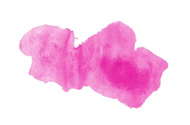 Beyaz üzerine izole edilmiş, sıvı bir kova boyası ile soyut suluboya arka plan görüntüsü. Pembe tonları
