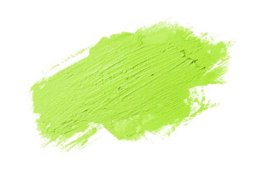 Smear ve ruj veya akrilik boya beyaz arka plan üzerinde izole doku. Açık yeşil renk