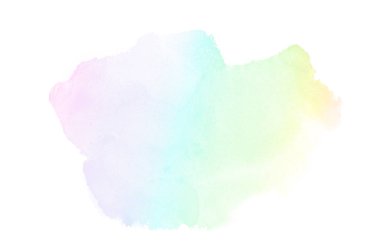 Beyaz üzerine izole edilmiş, sıvı bir kova boyası ile soyut suluboya arka plan görüntüsü. Gökkuşağı tonları