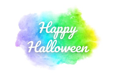 Abstract watercolor background image with a liquid splatter of aquarelle paint. Rainbow tones. Happy halloween