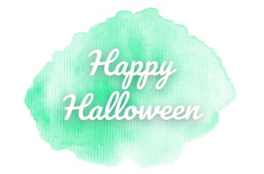 Kova boyası sıvı bir sıçrama ile soyut suluboya arka plan görüntüsü. Turkuaz tonları. Cadılar Bayramınız Kutlu Olsun