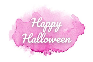 Kova boyası sıvı bir sıçrama ile soyut suluboya arka plan görüntüsü. Pembe tonları. Cadılar Bayramınız Kutlu Olsun