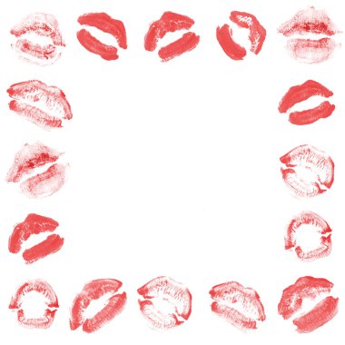 Kadın dudakları ruj öpücük baskı sevgililer günü izole o için ayarlayın