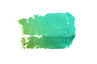 Smear ve ruj veya akrilik boya beyaz arka plan üzerinde izole doku. Lipgloss veya sıvı oje leke örneği inme. Güzellik kozmetik tasarım için eleman. Zümrüt rengi