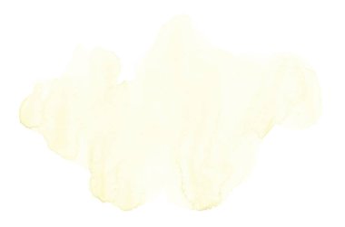 Beyaz üzerine izole edilmiş, sıvı bir kova boyası ile soyut suluboya arka plan görüntüsü. Sarı tonları