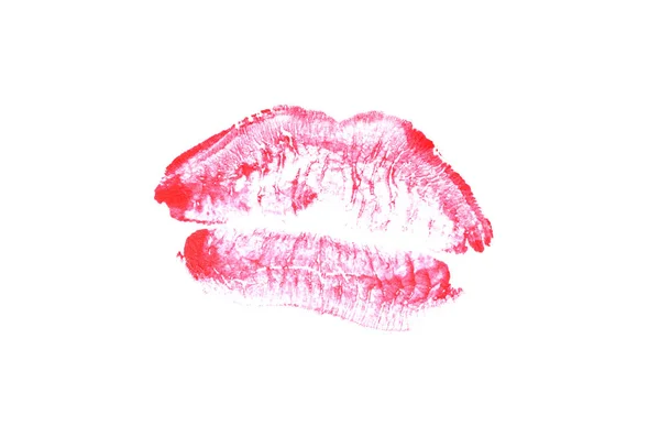 배경에 립스틱 흰색에 아름다운 뜨거운 키스의 발렌타인 마젠타 — 스톡 사진