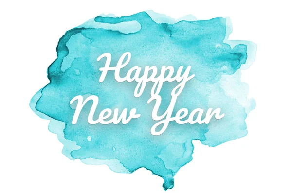 Abstract watercolor background image with a liquid splatter of aquarelle paint. Light blue tones. Happy New Year — Stockfoto