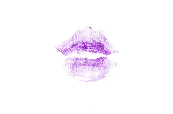 Segno di bacio rossetto su sfondo bianco. Belle labbra isolate . — Foto Stock
