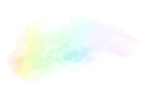 Imagen de fondo de acuarela abstracta con una salpicadura líquida de pintura acuarela, aislada en blanco. Tonos arco iris — Foto de Stock