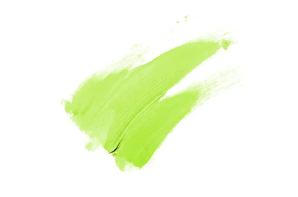 Smear and texture of lipstick or acrylic paint isolated on white background. Light green color — Stock Photo, Image